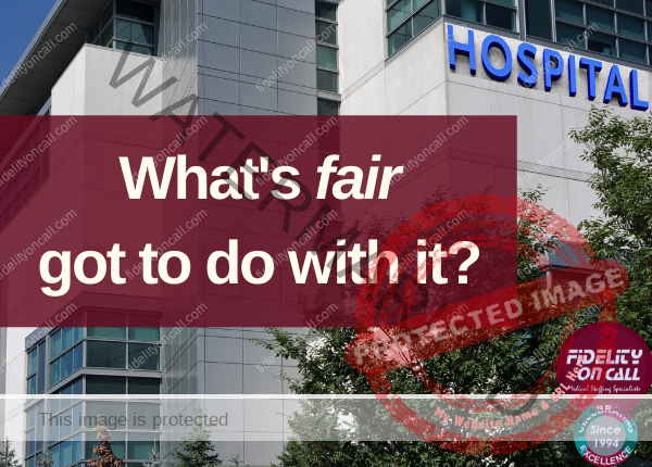 image of hospital exterior with blog post title what's fair got to do with it