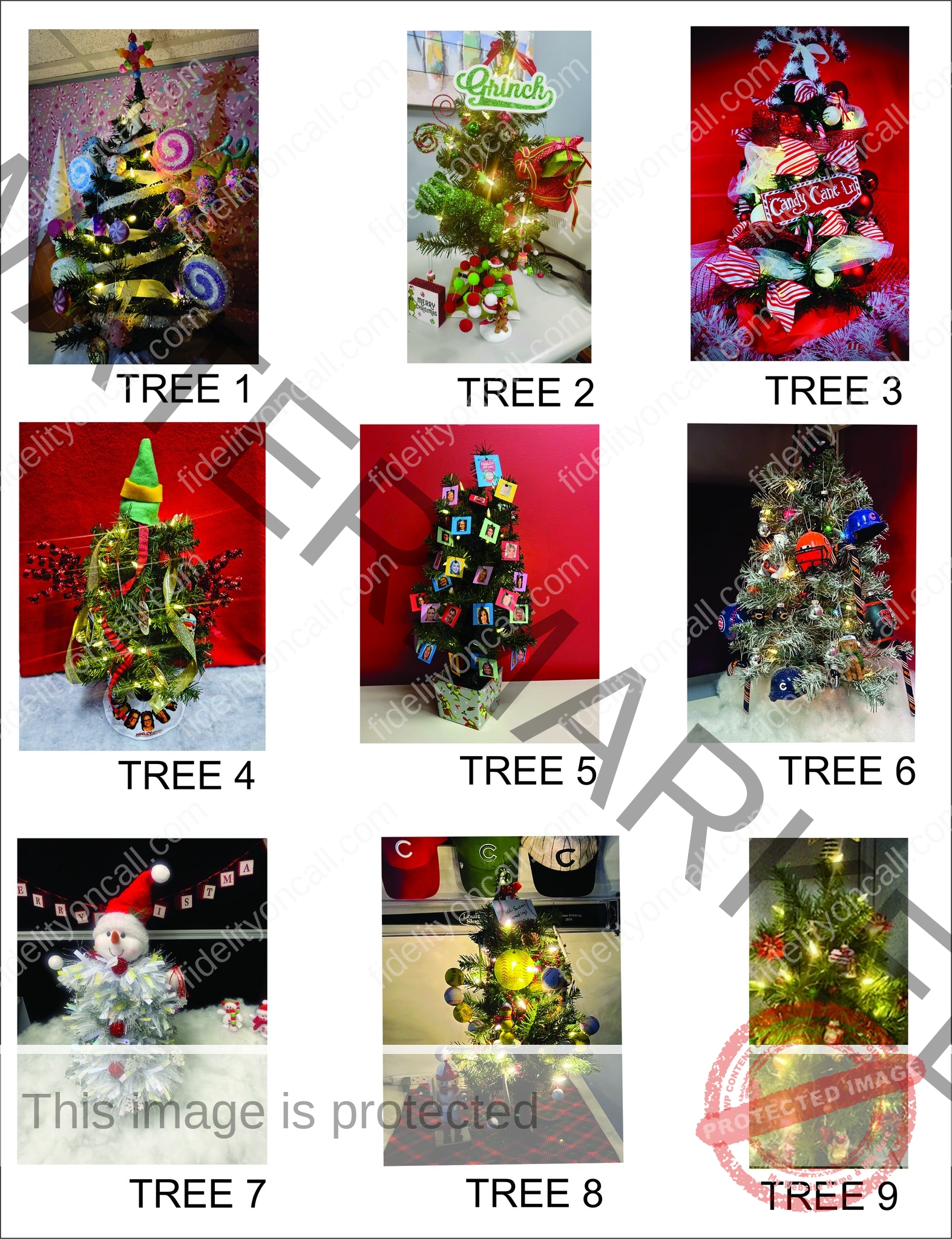 Team desktop Christmas trees